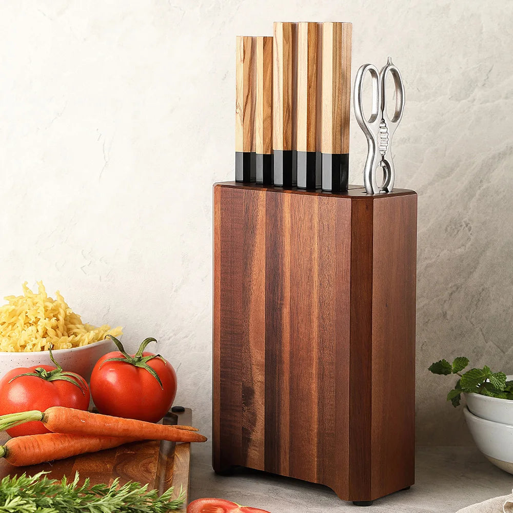 Durable Acacia Knife Storage Block for Kitchen Organization