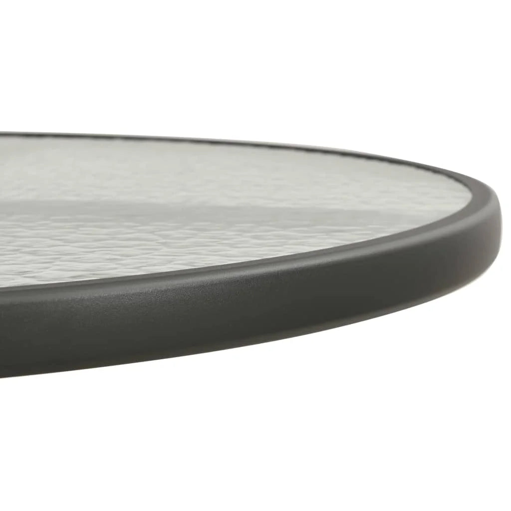 Round Outdoor Bistro Table – Tempered Glass Top, 80cm Anthracite, Steel Frame