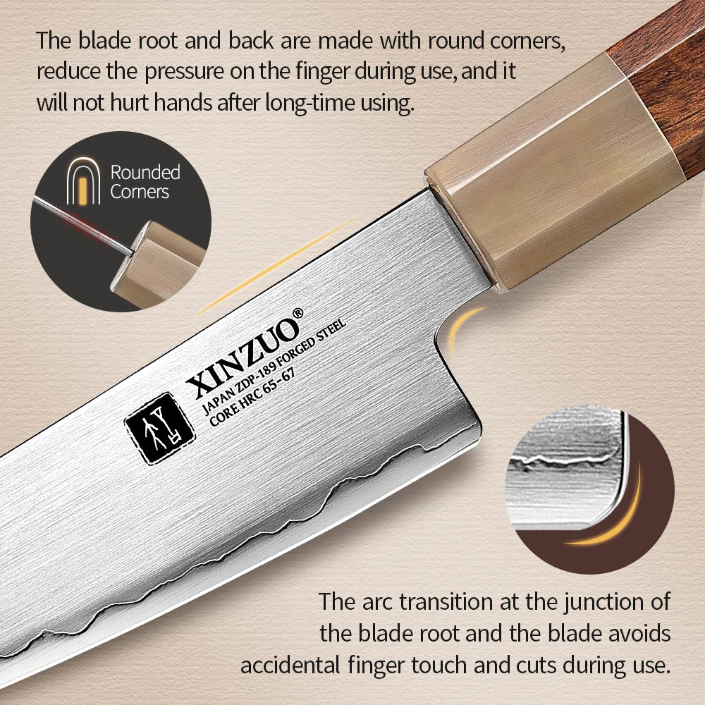 5.5-Inch Utility Kitchen Knife ZDP-189 Steel Blade with Desert Ironwood Handle & Gift Box