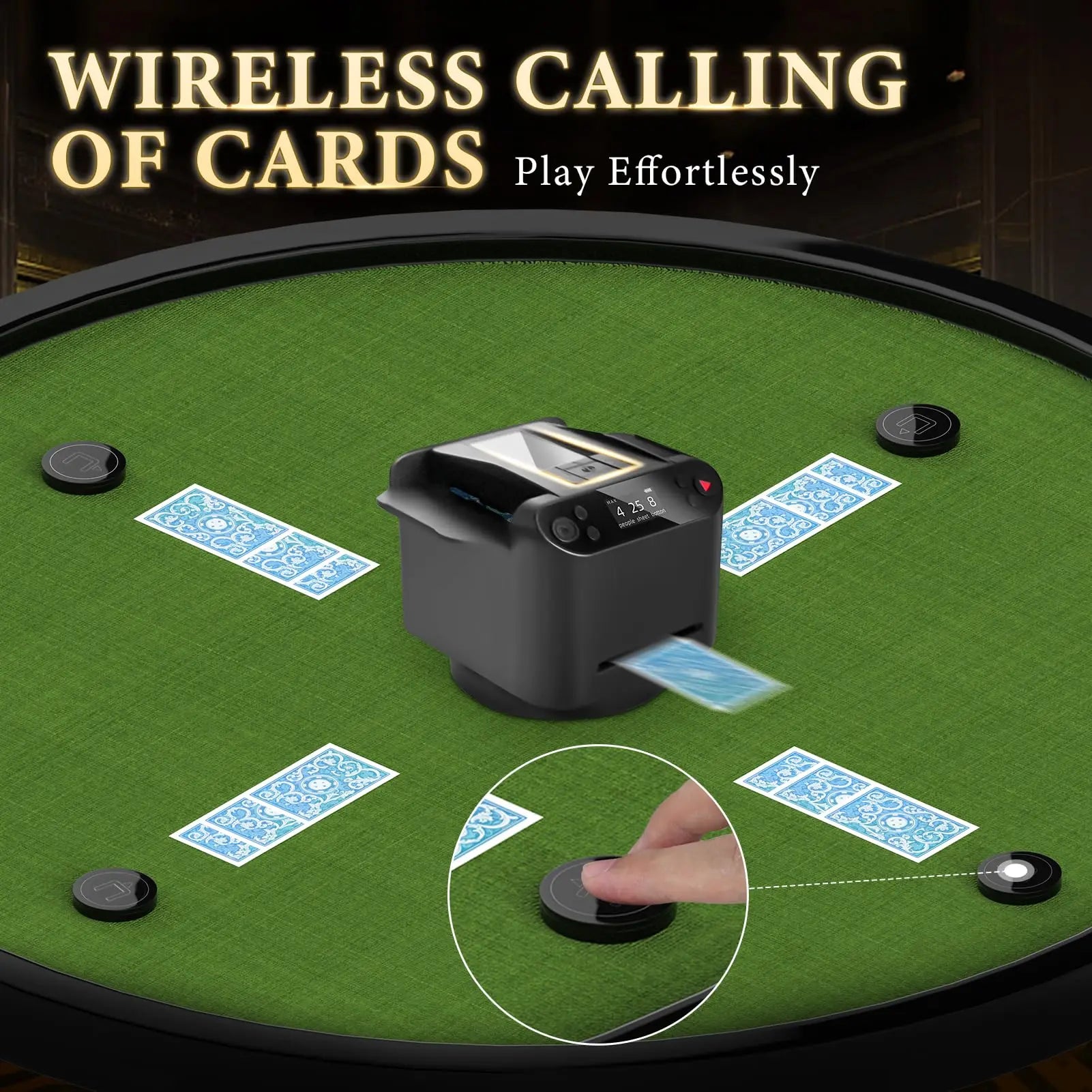 2-in-1 Automatic Card Shuffler & Dealer with 360° Rotation and Remotes – Ideal for Poker & Party Games