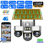 Outdoor 4G Rechargeable Solar Camera 15MP HD Triple Lens with Motion Tracking & Zoom