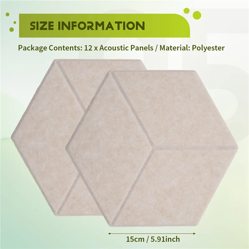 12-Pack Self-Adhesive Acoustic Foam Panels for Soundproofing - Camel