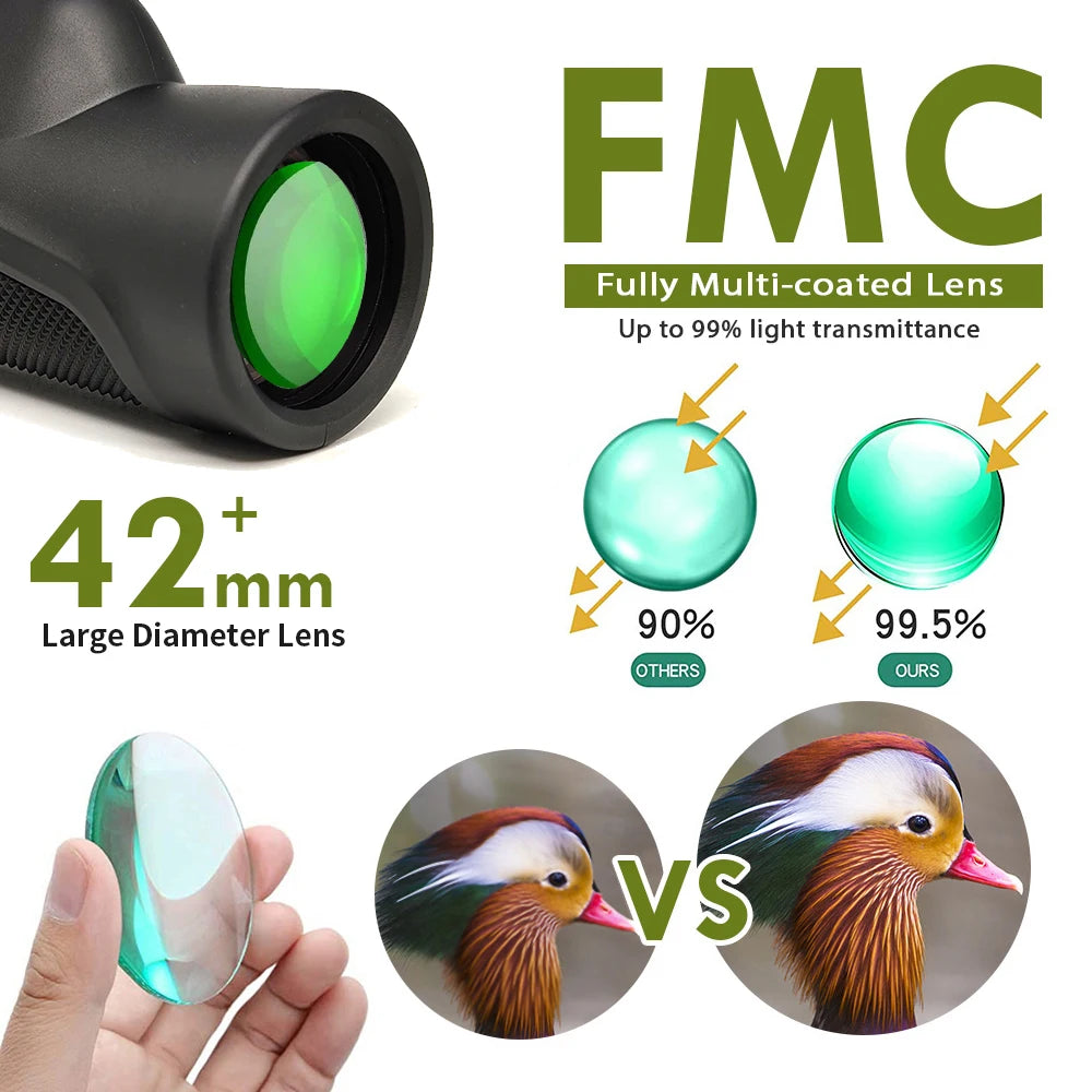 12x50 Waterproof Monocular Telescope for Hiking & Bird Watching