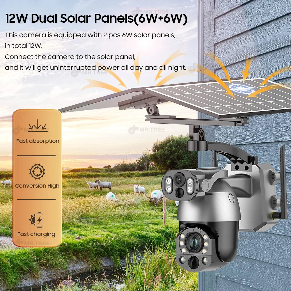 Dual Lens 10MP Outdoor Solar PTZ Camera
