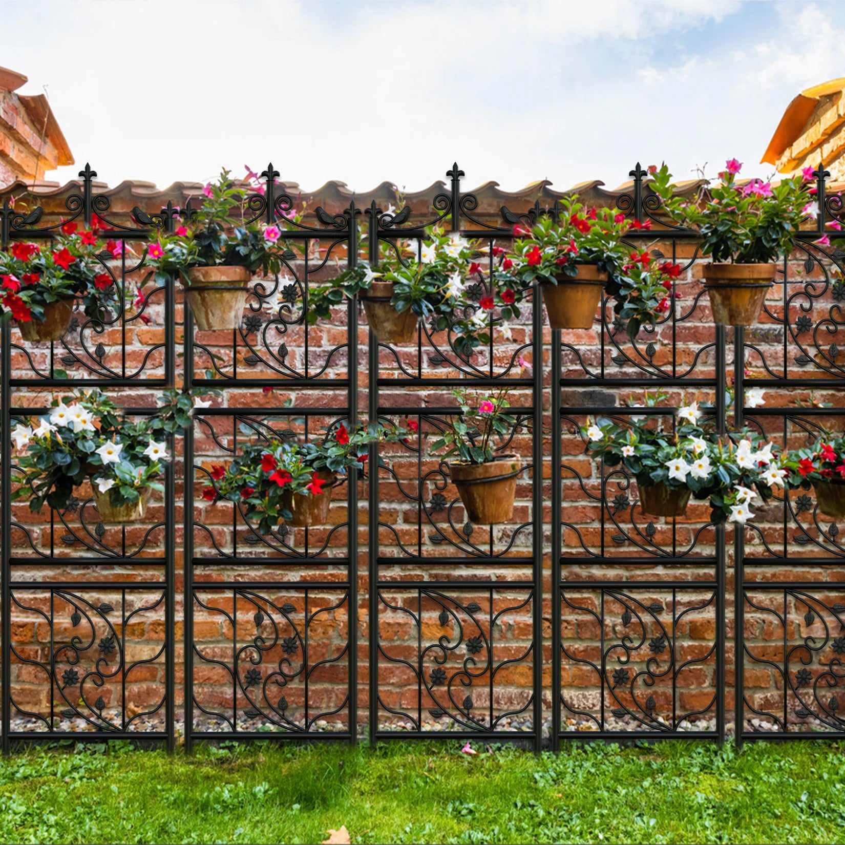 Tall Outdoor Garden Trellis Fence for Climbing Plants – Set of 6 Panels