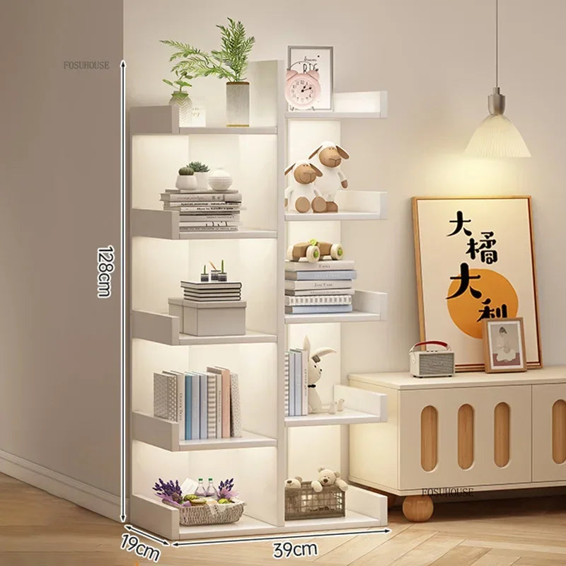 Modern Wooden Bookcase Rack Floor-Standing Multi-Layer Storage for Home or Office