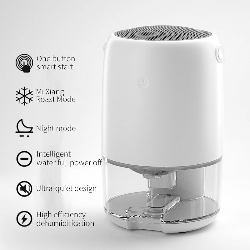 Compact Home Dehumidifier with Air Purification for Bedroom and Indoor Use