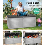 Outdoor Storage Bench Box 390L – Waterproof, Durable PP Material with Lockable Lid