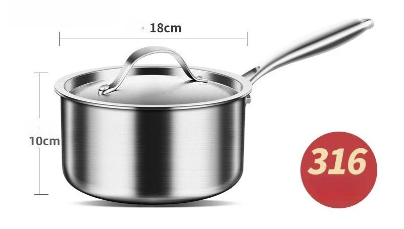 18cm Uncoated Milk Pan, Food Safe Stainless Steel