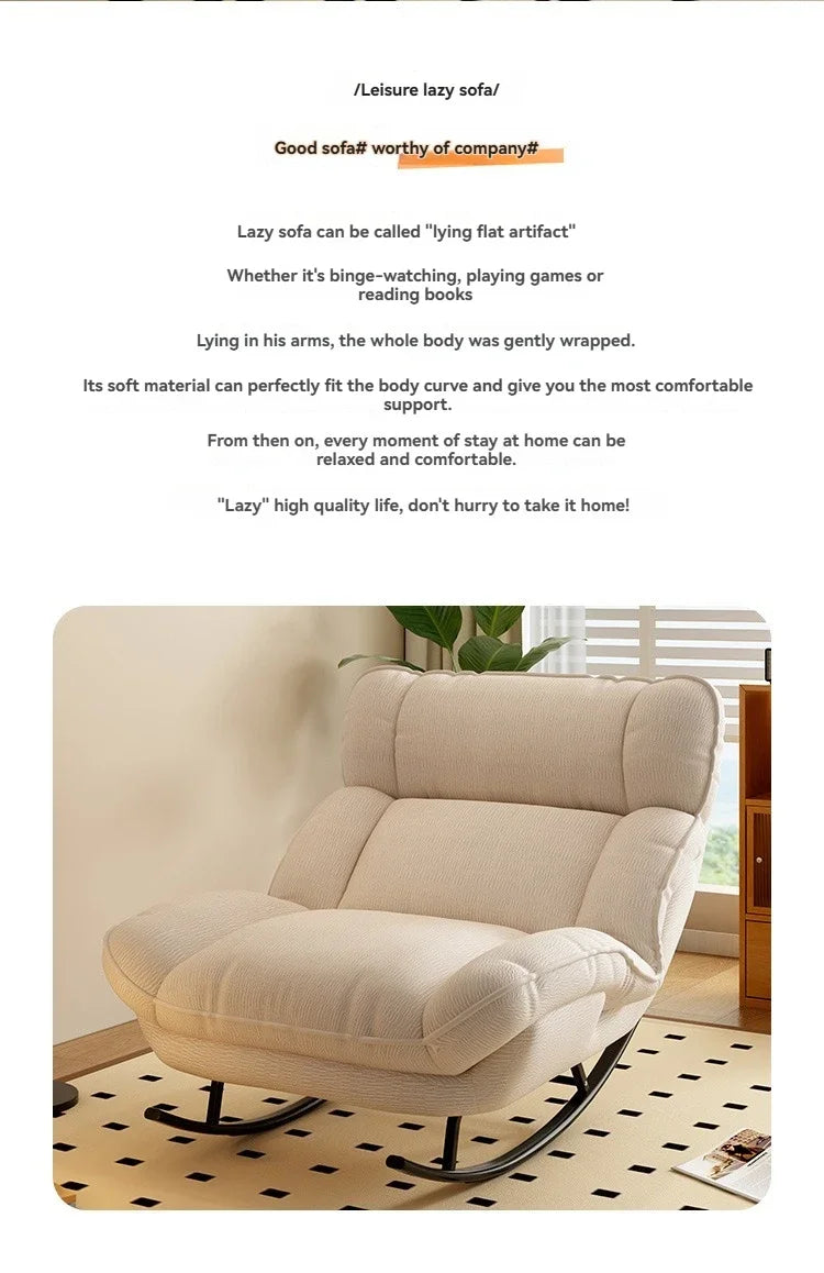 Modern Off White Rocking Sofa Chair Reclining Lounge Seat for Living Room