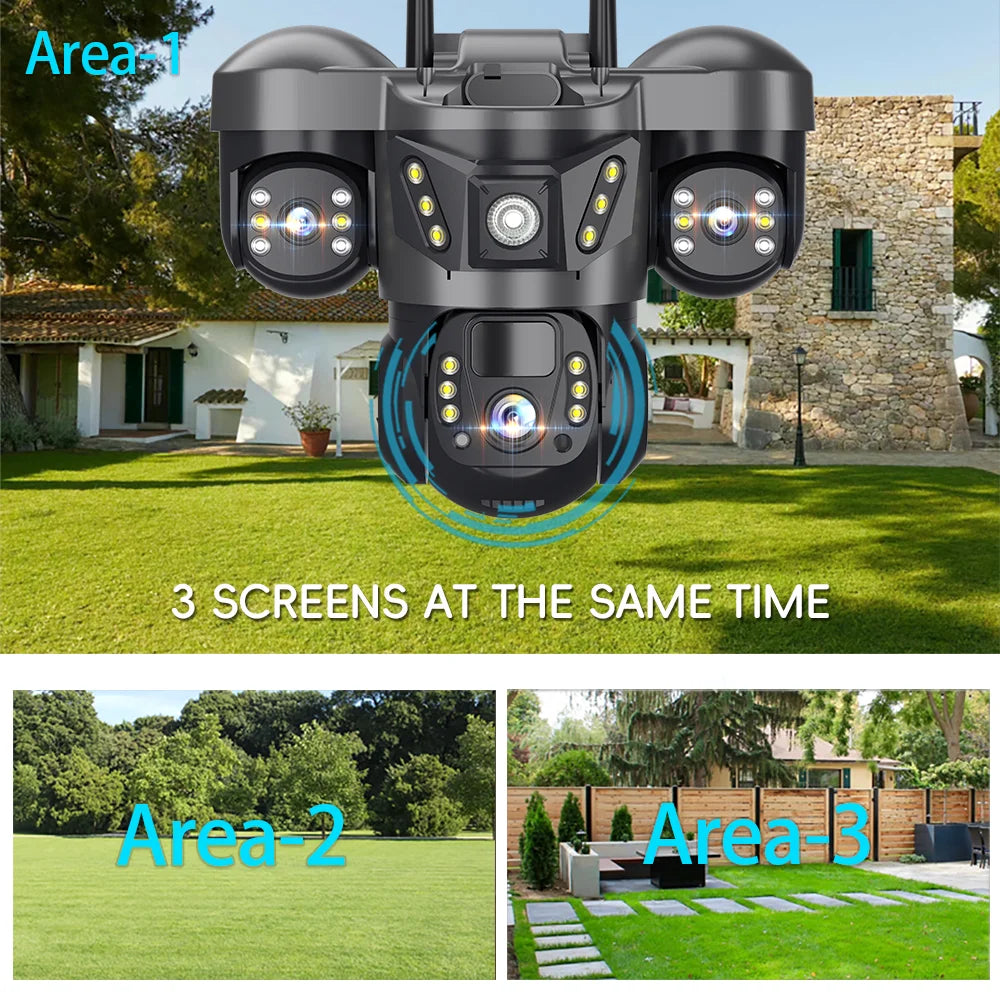 12MP 6K Solar 4G PTZ Camera with Triple Lens, Night Vision & 32GB Storage