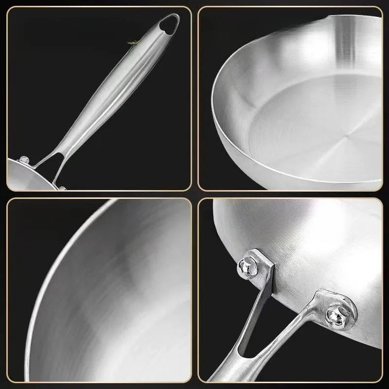 18cm Stainless Steel Frying Pan, Triple-Layer Base