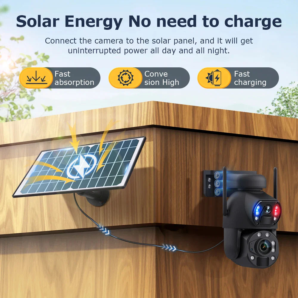 Outdoor PTZ Camera 4K 8MP 360° Solar Powered