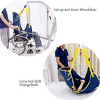 Adjustable Patient Lift Sling with Transfer Straps Blue M