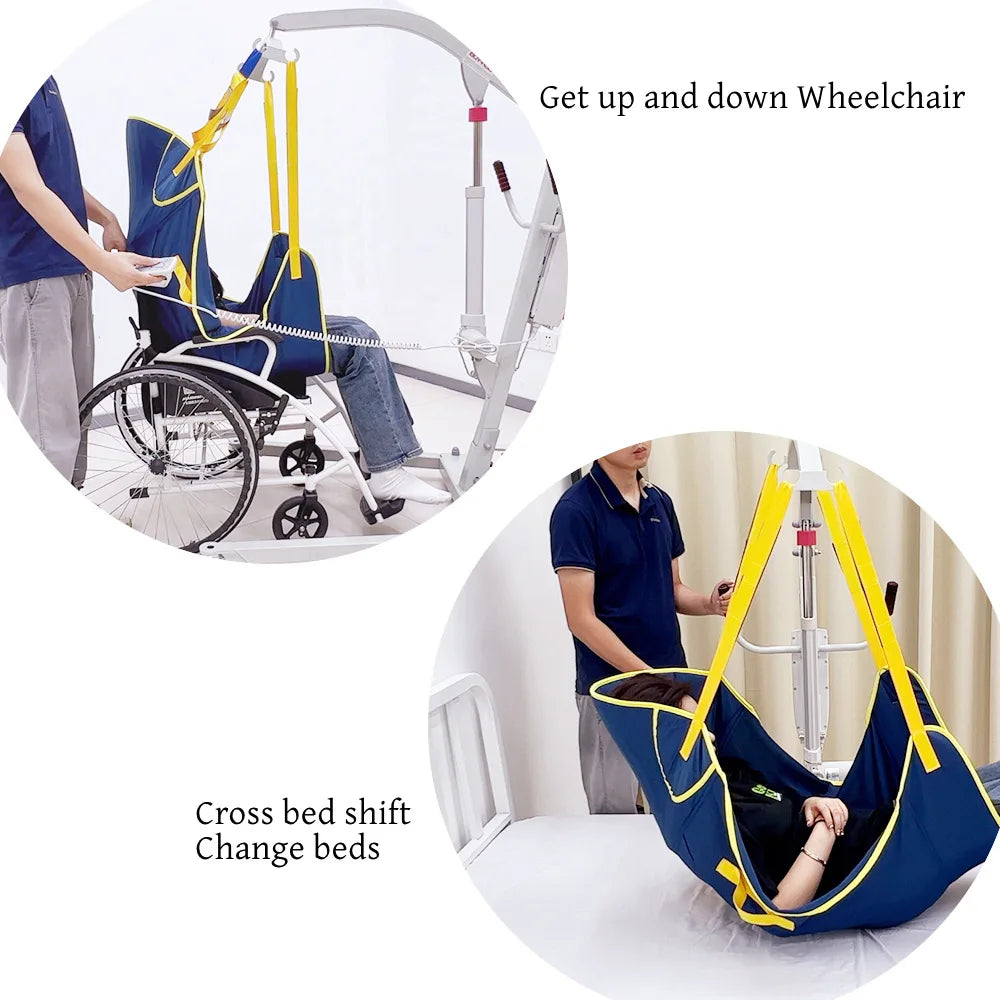Adjustable Patient Lift Sling with Transfer Straps Blue M
