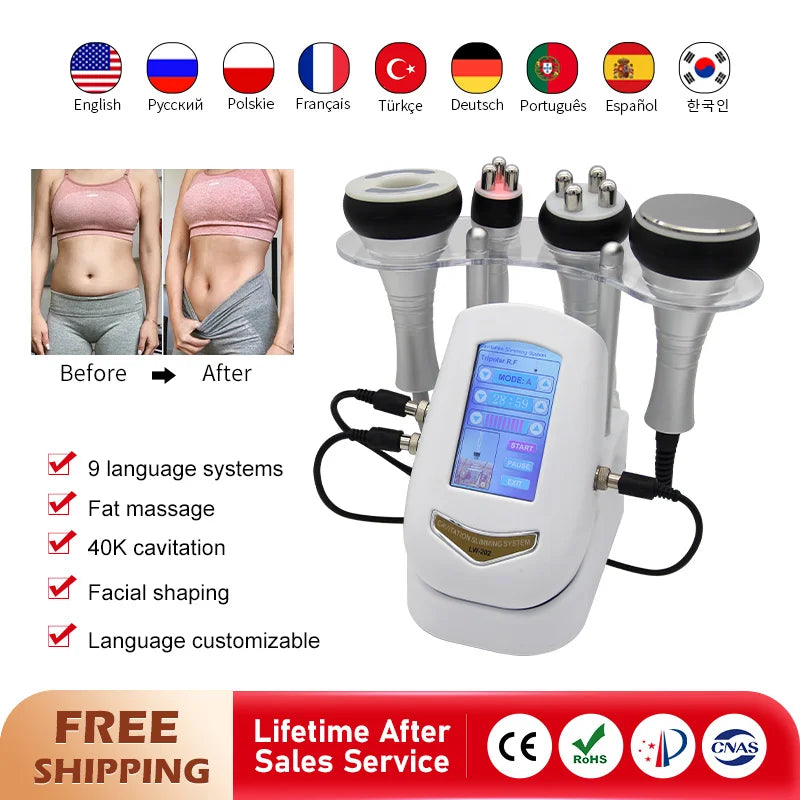 Ultrasonic Cavitation Weight Loss & Anti-Aging Face Lifting Device for Home Use White