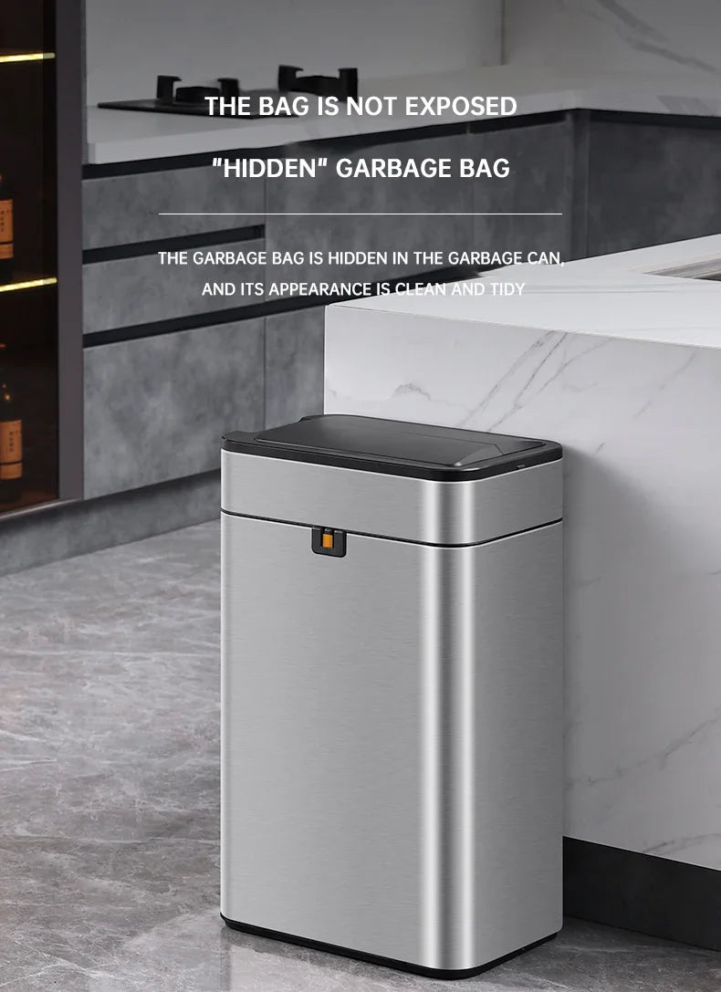 15L Smart White Trash Bin with Automatic Lid