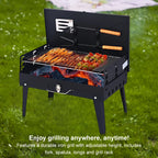 Portable Folding Charcoal BBQ Grill with Smoker for Camping
