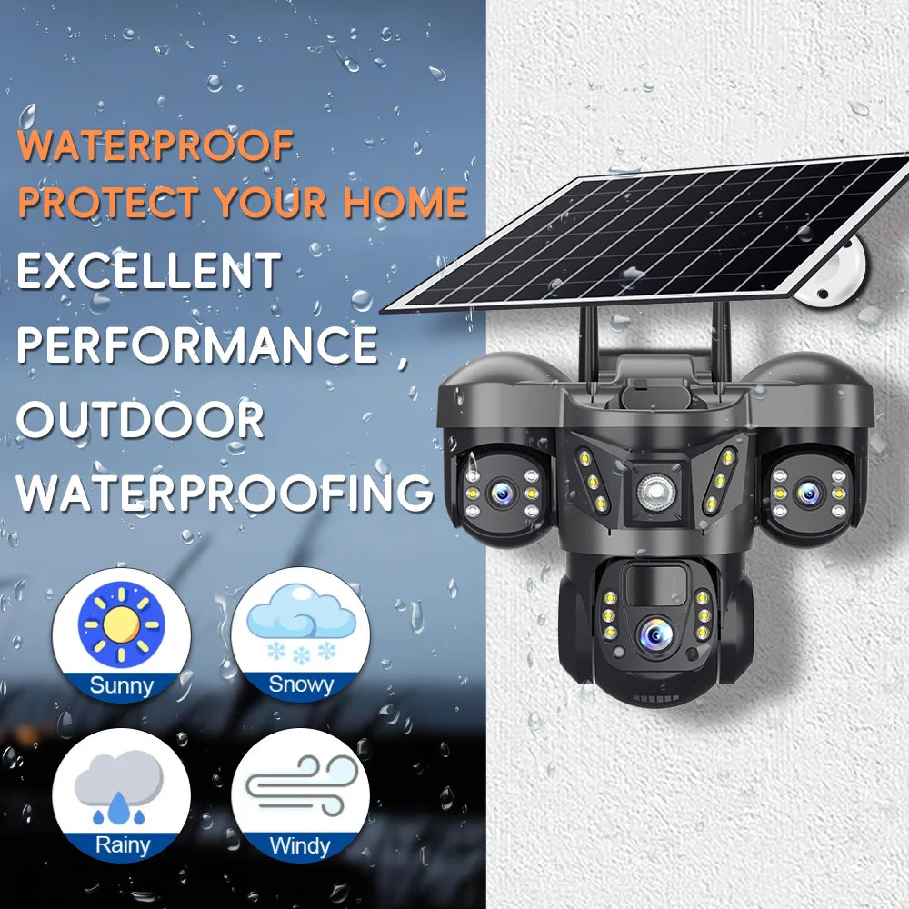 12MP 6K Solar 4G PTZ Camera with Triple Lens, Night Vision & 32GB Storage