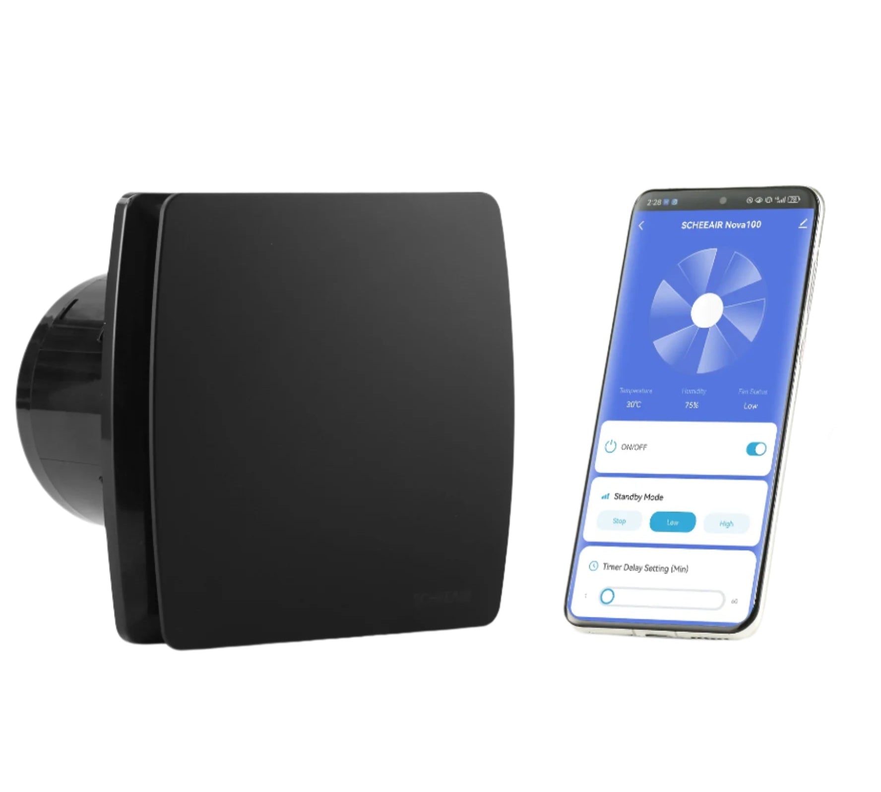 100mm Smart Bathroom Exhaust Fan with Wi-Fi, Humidity & Motion Sensors – 220–240V