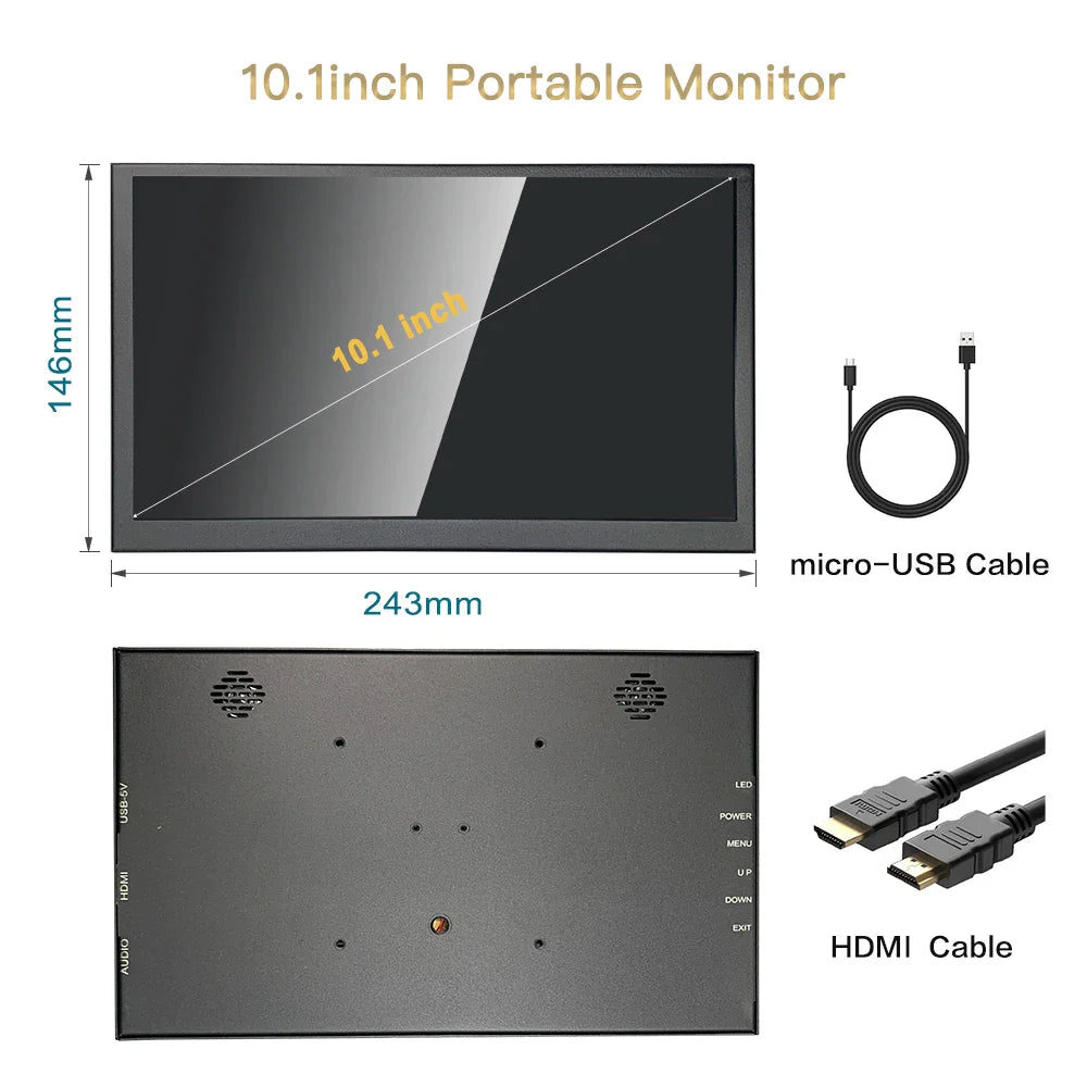 10in NO Touch Display IPS Screen with HDMI, Built-in Speakers
