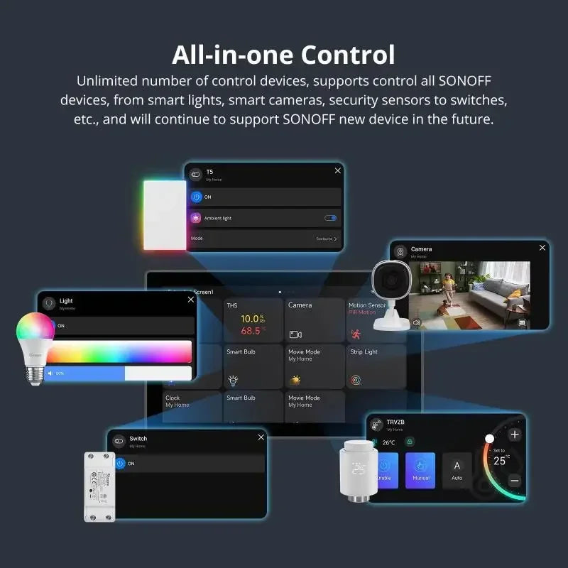 Smart Home Control Panel with Zigbee Hub and Camera View