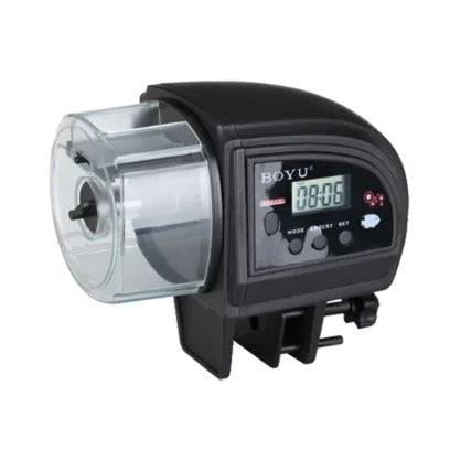 Electronic Aquarium Feeder with Adjustable Portion Control and Large Capacity Black