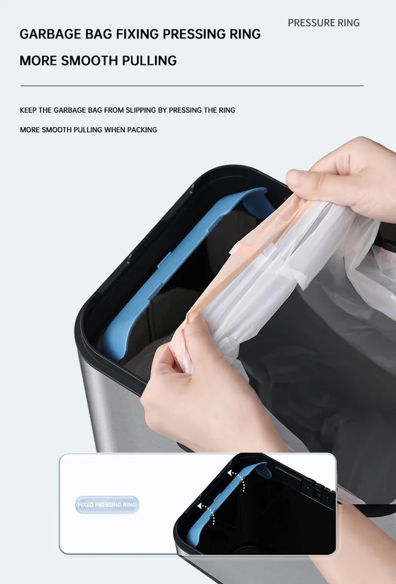 15L Smart White Trash Bin with Automatic Lid