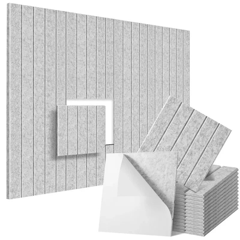 12 Pack Self-Adhesive Acoustic Panels 30x30cm Wall Soundproofing - Silver Gray