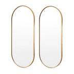 2-Pack Oval Wall Mirrors 45x100cm Gold Aluminum Frame