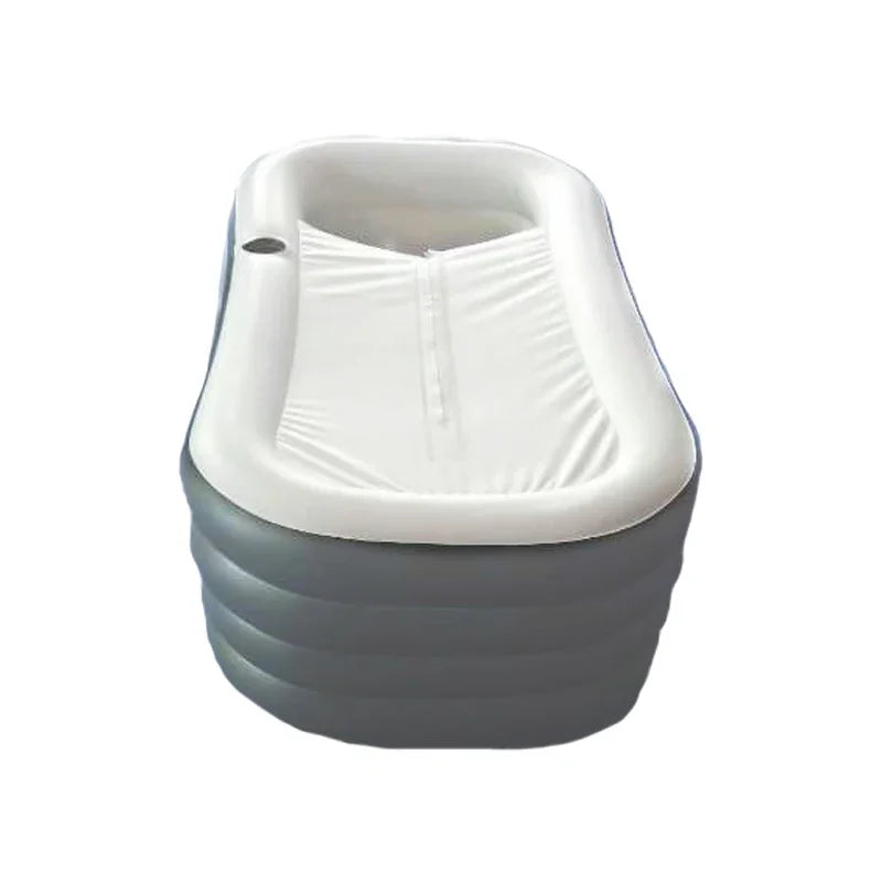 Inflatable Grey Whirlpool Bathtub with Cover 152cm Foldable