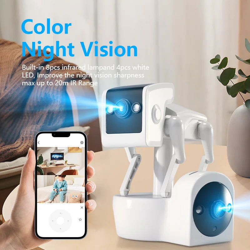 Indoor Security Robot Dog Camera with Voice & Alerts  add 128GB card