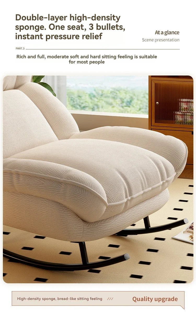 Modern Rocking Lounge Chair Portable Reclining Leisure Seat for Living Room & Balcony (Caramel)