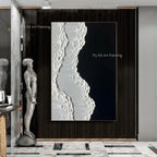 100x150cm Handmade Black & White Textured Canvas Art