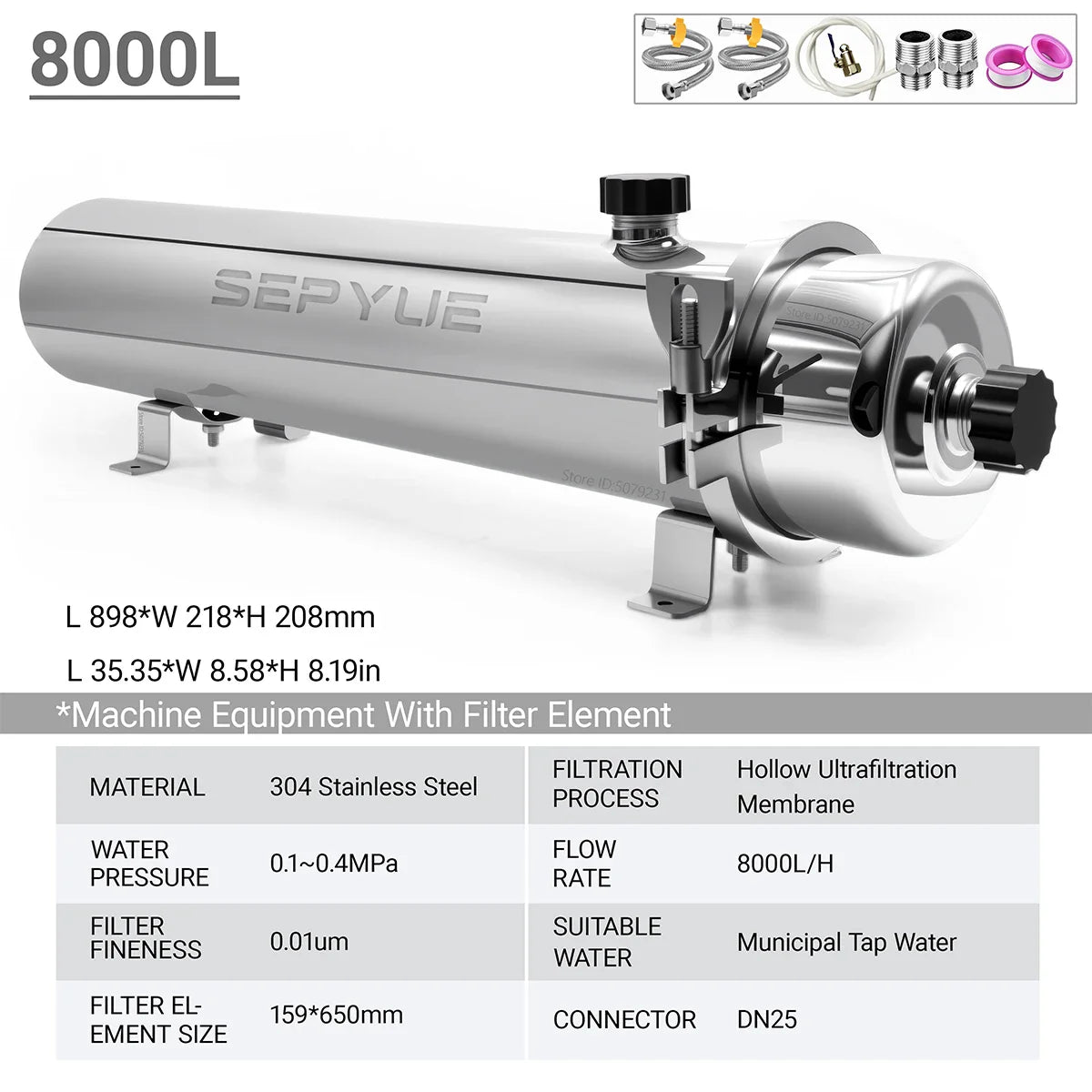 High Flow Stainless Steel Ultrafiltration System 8000L