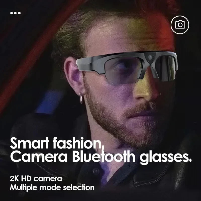 2-in-1 Wireless Smart Sunglasses with Bluetooth, 2K Camera, Music & Voice Control