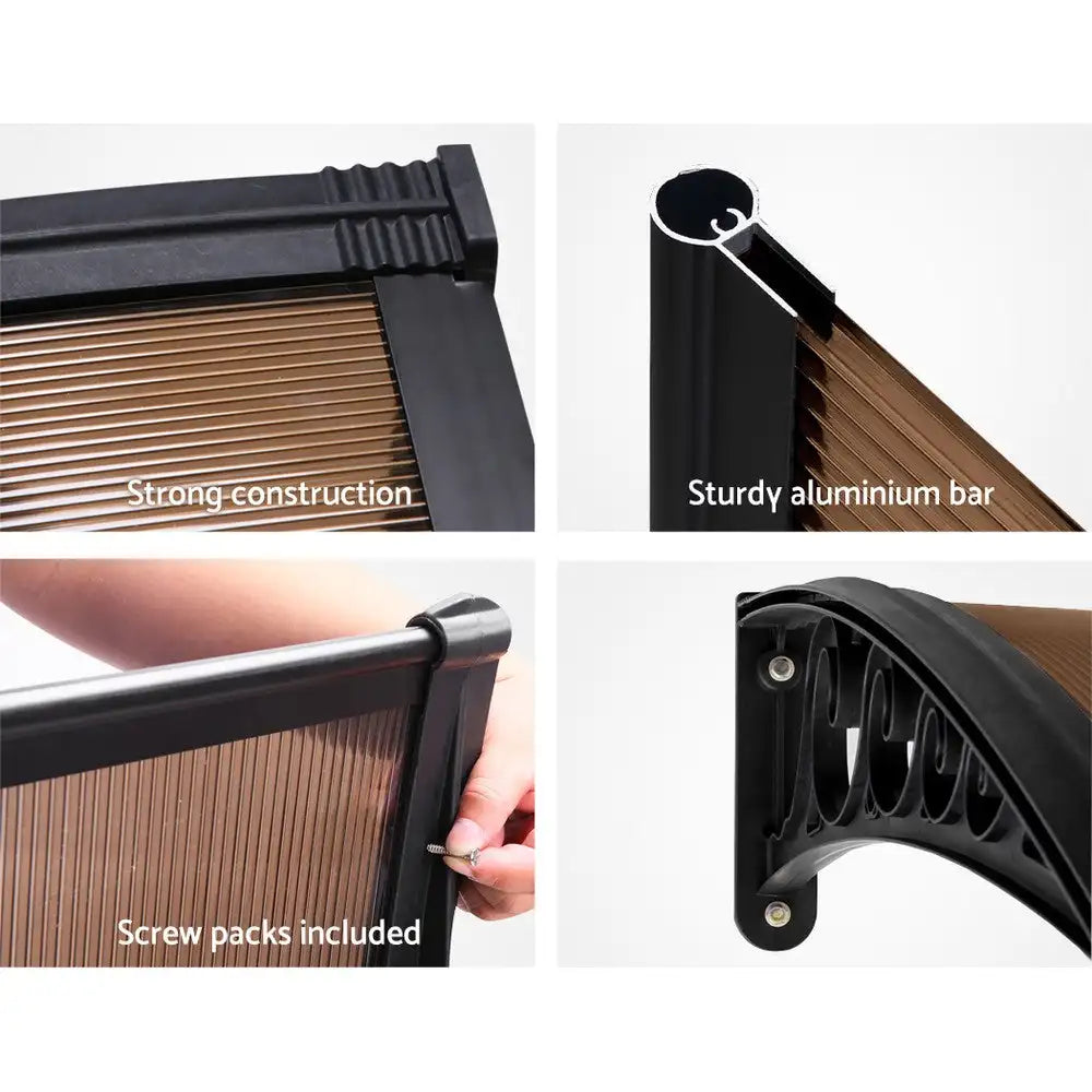 1x3m DIY Window & Door Awning Cover – UV Resistant, Waterproof, Brown
