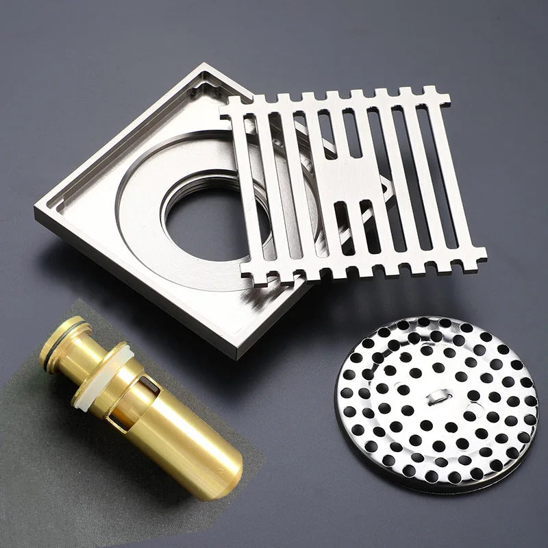 Gun Gray Stainless Steel Deep Water Floor Drain Anti-Odor, Waterproof, Bathroom & Laundry Use