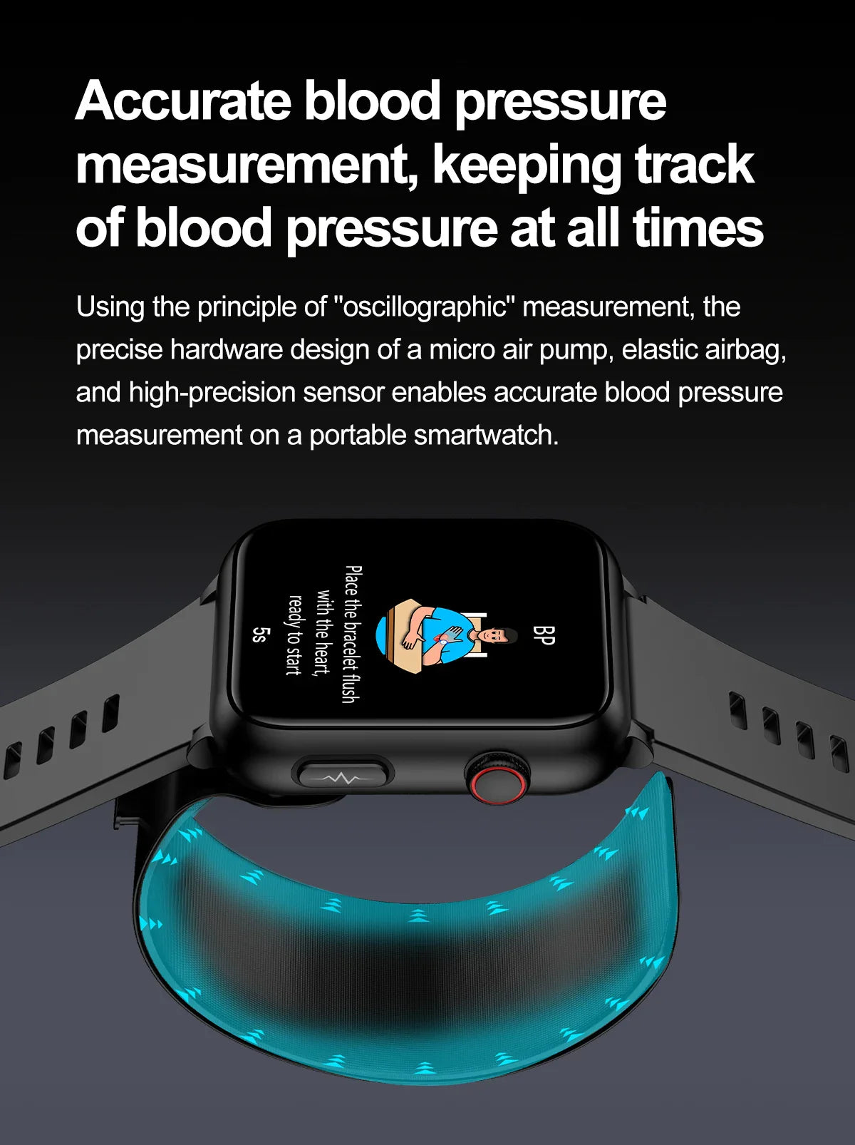 1.91" Health Tracker Watch with ECG, BP, Uric Acid