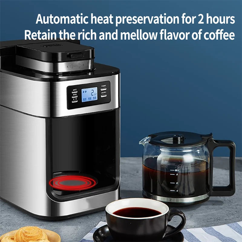 2-in-1 Fully Automatic Coffee Machine with Grinder