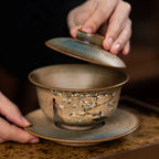 Retro Ceramic Gaiwan Handmade Tea Brewing Set for Home