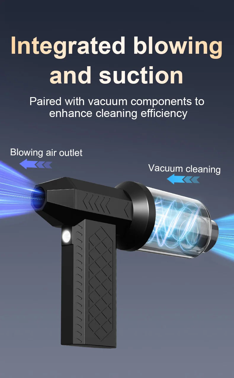 Cordless Turbo Air Blower & Vacuum with 200,000RPM Motor Portable Car Dryer, Black