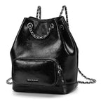 Silver Convertible Drawstring Backpack Purse – PU Leather Street Style