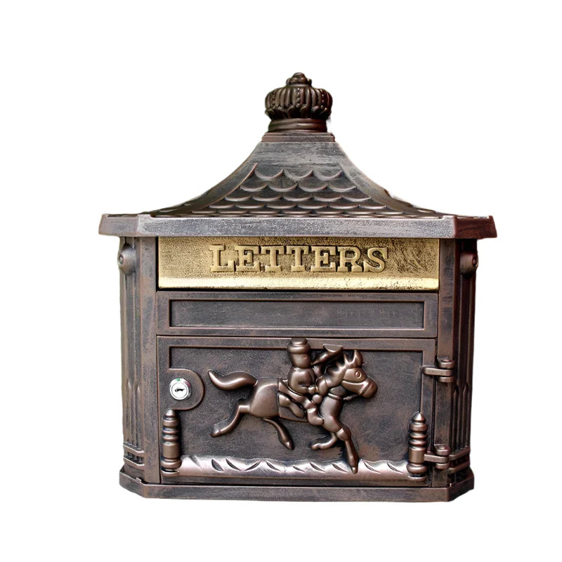 Retro Lockable Mailbox for Villa or Home Dark Brown