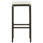 Set of 2 Outdoor PE Rattan Bar Stools with Cushions & Built-In Footrest