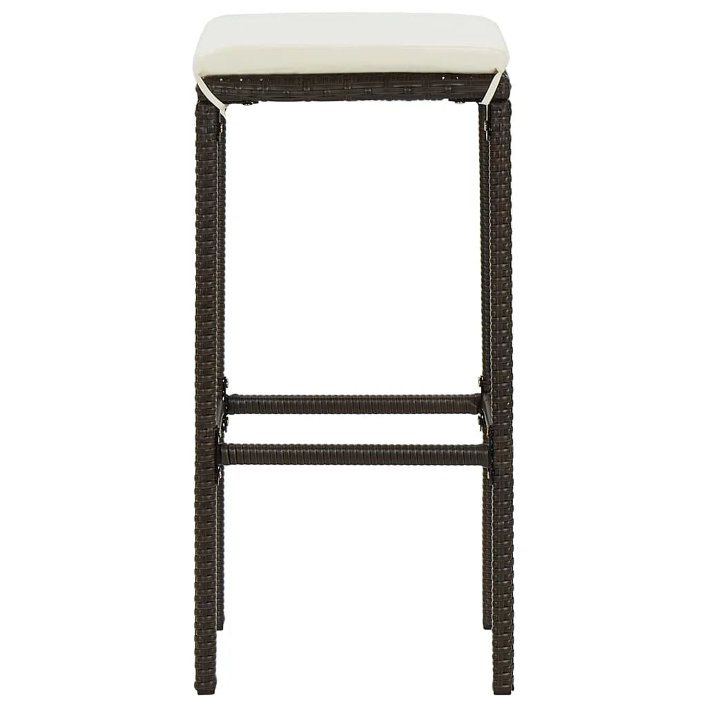 Set of 2 Outdoor PE Rattan Bar Stools with Cushions & Built-In Footrest