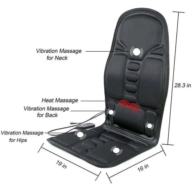Portable Heated Vibrating Massage Seat Cushion for Car & Home