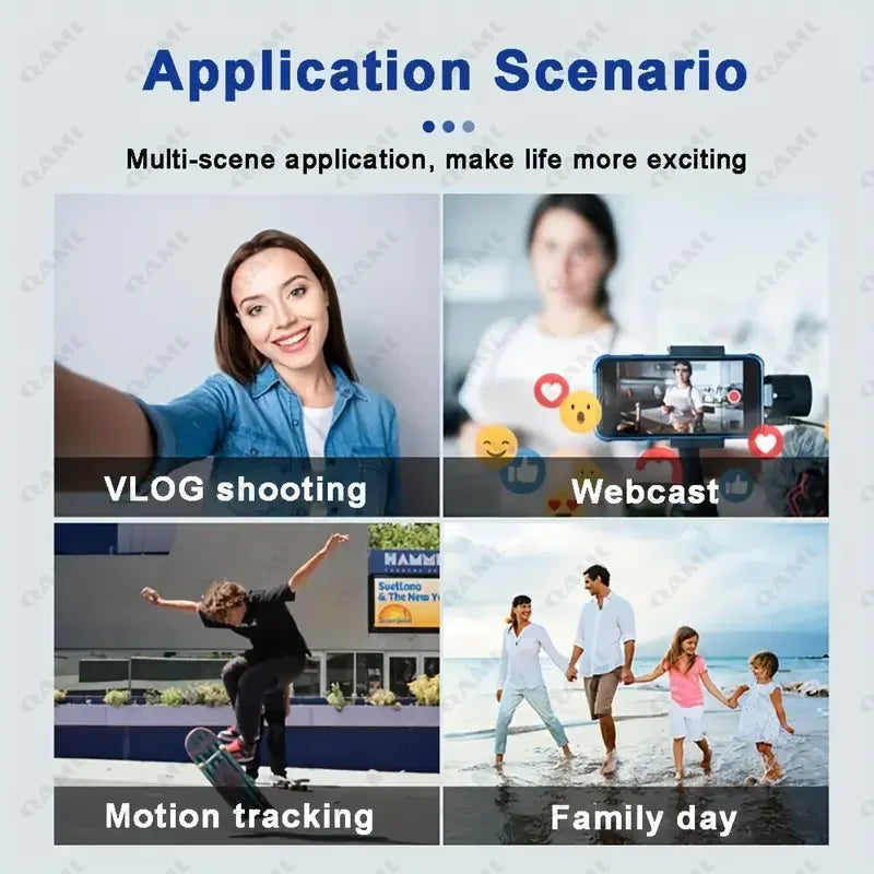 3-Axis Smartphone Gimbal with AI Face Tracking & Fill Light