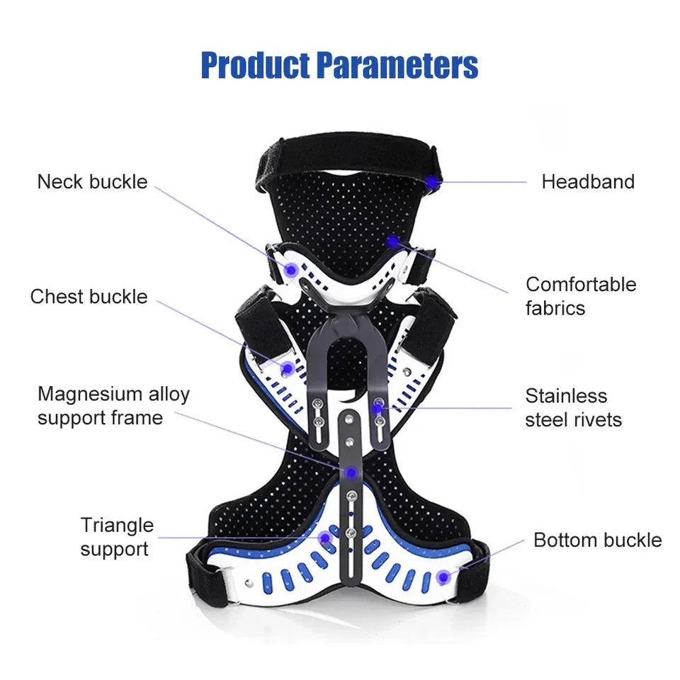 Medical Neck Posture Corrector – Adjustable Head & Chest Support Upgraded Version