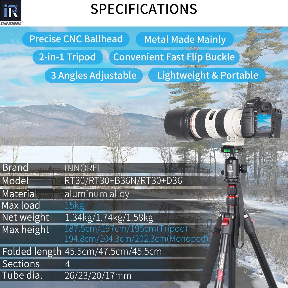 197cm Heavy Duty Tripod Monopod, Flip Lock, 15kg Load Capacity